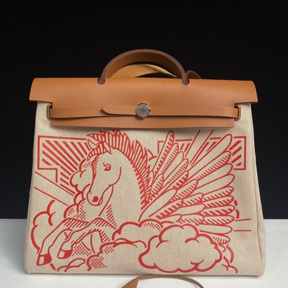 Hermes Handbags - Hermès Herbag 39 | Red Pegasus Canvas & Vache Hunter Leather, B Stamp